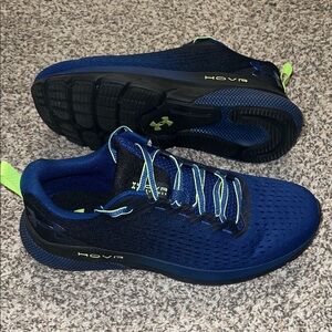 Worn Once Under Armour Men's Navy and Neon Green Athletic Shoes